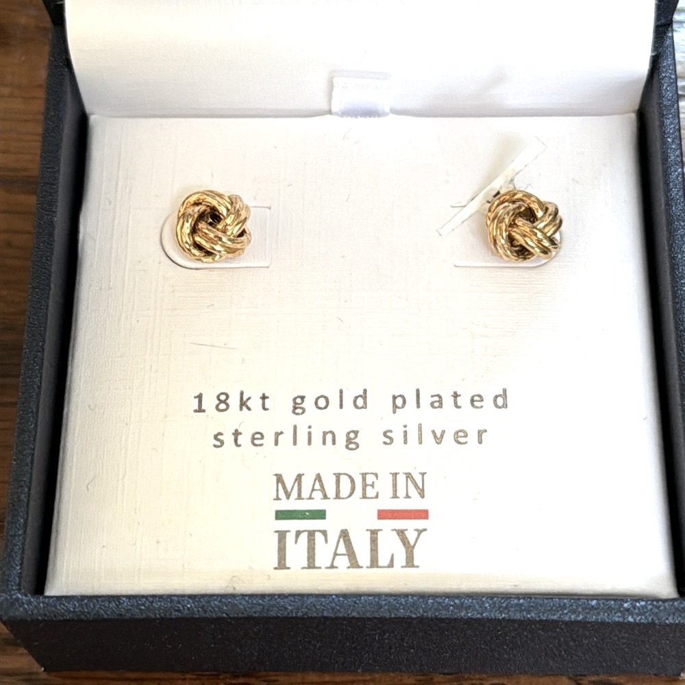 New Lucia Mara 18kt gold plated sterling silver stud earrings. Pierced ears.